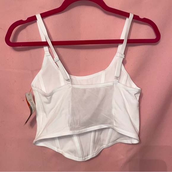 White Corset Tank Top Crop Boning Cotton Large 36D 38C 38D Target Colsie - Picture 2 of 7